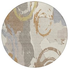 Machine Washable Indoor/Outdoor Chantille ACN2652 Ivory 8' x 8' Round Rug