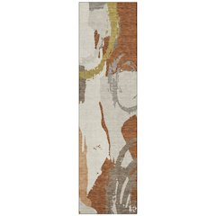 Machine Washable Indoor/Outdoor Chantille ACN2652 Orange 2'3" x 7'6" Runner Rug