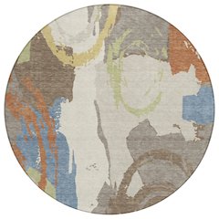 Machine Washable Indoor/Outdoor Chantille ACN2652 Brown 8' x 8' Round Rug