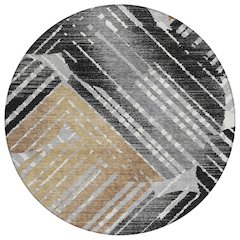 Machine Washable Indoor/Outdoor Chantille ACN2653 Black 8' x 8' Round Rug
