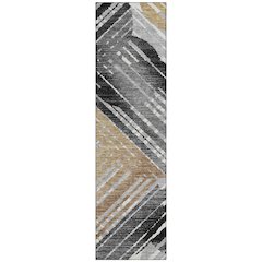 Machine Washable Indoor/Outdoor Chantille ACN2653 Black 2'3" x 7'6" Runner Rug