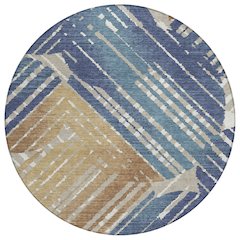 Machine Washable Indoor/Outdoor Chantille ACN2653 Blue 8' x 8' Round Rug