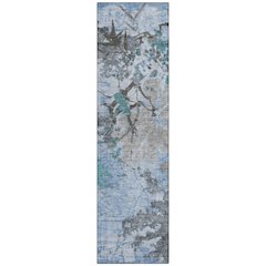 Machine Washable Indoor/Outdoor Chantille ACN2654 Blue 2'3" x 7'6" Runner Rug