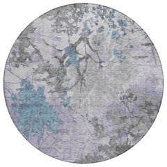 Machine Washable Indoor/Outdoor Chantille ACN2654 Purple 8' x 8' Round Rug