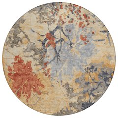 Machine Washable Indoor/Outdoor Chantille ACN2654 Gold 8' x 8' Round Rug