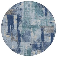 Machine Washable Indoor/Outdoor Chantille ACN2655 Blue 8' x 8' Round Rug