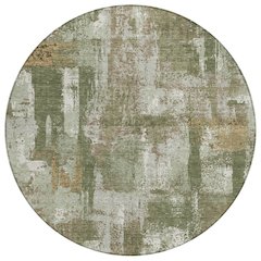 Machine Washable Indoor/Outdoor Chantille ACN2655 Green 8' x 8' Round Rug