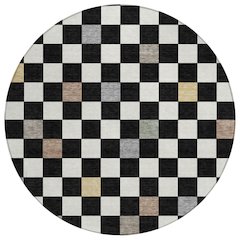 Machine Washable Indoor/Outdoor Chantille ACN2656 Black 8' x 8' Round Rug