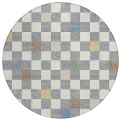 Machine Washable Indoor/Outdoor Chantille ACN2656 Gray 8' x 8' Round Rug
