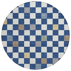 Machine Washable Indoor/Outdoor Chantille ACN2656 Blue 8' x 8' Round Rug