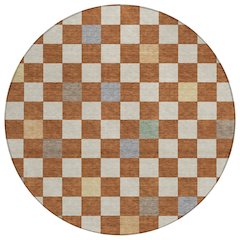 Machine Washable Indoor/Outdoor Chantille ACN2656 Orange 8' x 8' Round Rug