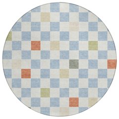 Machine Washable Indoor/Outdoor Chantille ACN2656 Blue 8' x 8' Round Rug