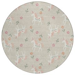 Machine Washable Indoor/Outdoor Chantille ACN2657 Brown 8' x 8' Round Rug
