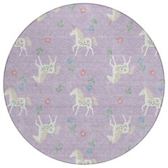 Machine Washable Indoor/Outdoor Chantille ACN2657 Purple 8' x 8' Round Rug