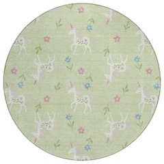 Machine Washable Indoor/Outdoor Chantille ACN2657 Green 8' x 8' Round Rug
