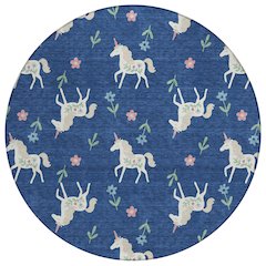 Machine Washable Indoor/Outdoor Chantille ACN2657 Blue 8' x 8' Round Rug