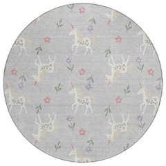 Machine Washable Indoor/Outdoor Chantille ACN2657 Gray 8' x 8' Round Rug