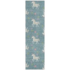 Machine Washable Indoor/Outdoor Chantille ACN2657 Teal 2'3" x 7'6" Runner Rug