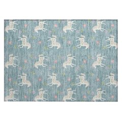 Machine Washable Indoor/Outdoor Chantille ACN2657 Teal 1'8" x 2'6" Rug