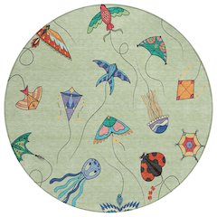 Machine Washable Indoor/Outdoor Chantille ACN2659 Green 8' x 8' Round Rug