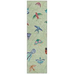 Machine Washable Indoor/Outdoor Chantille ACN2659 Green 2'3" x 7'6" Runner Rug