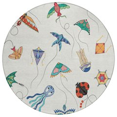 Machine Washable Indoor/Outdoor Chantille ACN2659 Ivory 8' x 8' Round Rug