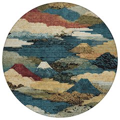 Machine Washable Indoor/Outdoor Chantille ACN2660 Black 8' x 8' Round Rug