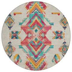 Machine Washable Indoor/Outdoor Chantille ACN2661 Brown 8' x 8' Round Rug
