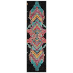 Machine Washable Indoor/Outdoor Chantille ACN2661 Black 2'3" x 7'6" Runner Rug