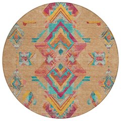 Machine Washable Indoor/Outdoor Chantille ACN2661 Orange 8' x 8' Round Rug