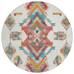 Machine Washable Indoor/Outdoor Chantille ACN2661 Ivory 8' x 8' Round Rug