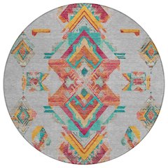 Machine Washable Indoor/Outdoor Chantille ACN2661 Gray 8' x 8' Round Rug