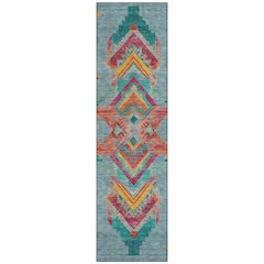 Machine Washable Indoor/Outdoor Chantille ACN2661 Teal 2'3" x 7'6" Runner Rug