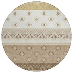 Machine Washable Indoor/Outdoor Chantille ACN2662 Brown 8' x 8' Round Rug