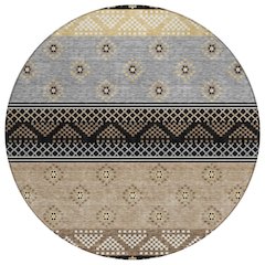 Machine Washable Indoor/Outdoor Chantille ACN2662 Black 8' x 8' Round Rug