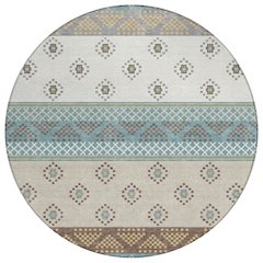 Machine Washable Indoor/Outdoor Chantille ACN2662 Teal 8' x 8' Round Rug