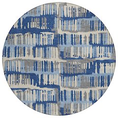Machine Washable Indoor/Outdoor Chantille ACN2663 Blue 8' x 8' Round Rug
