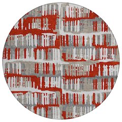 Machine Washable Indoor/Outdoor Chantille ACN2663 Red 8' x 8' Round Rug
