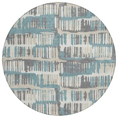 Machine Washable Indoor/Outdoor Chantille ACN2663 Teal 8' x 8' Round Rug