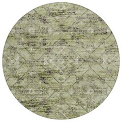 Machine Washable Indoor/Outdoor Chantille ACN2665 Green 8' x 8' Round Rug