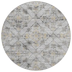 Machine Washable Indoor/Outdoor Chantille ACN2665 Gray 8' x 8' Round Rug