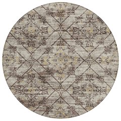 Machine Washable Indoor/Outdoor Chantille ACN2665 Brown 8' x 8' Round Rug