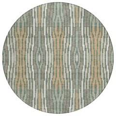 Machine Washable Indoor/Outdoor Chantille ACN2666 Green 8' x 8' Round Rug