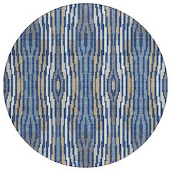 Machine Washable Indoor/Outdoor Chantille ACN2666 Blue 8' x 8' Round Rug