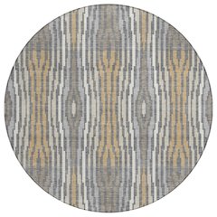 Machine Washable Indoor/Outdoor Chantille ACN2666 Gray 8' x 8' Round Rug