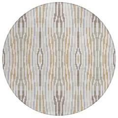 Machine Washable Indoor/Outdoor Chantille ACN2666 Ivory 8' x 8' Round Rug