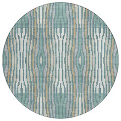 Machine Washable Indoor/Outdoor Chantille ACN2666 Teal 8' x 8' Round Rug