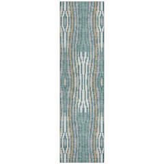 Machine Washable Indoor/Outdoor Chantille ACN2666 Teal 2'3" x 7'6" Runner Rug
