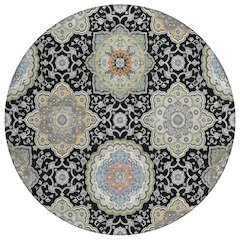 Machine Washable Indoor/Outdoor Chantille ACN2667 Black 8' x 8' Round Rug