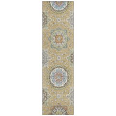 Machine Washable Indoor/Outdoor Chantille ACN2667 Gold 2'3" x 7'6" Runner Rug